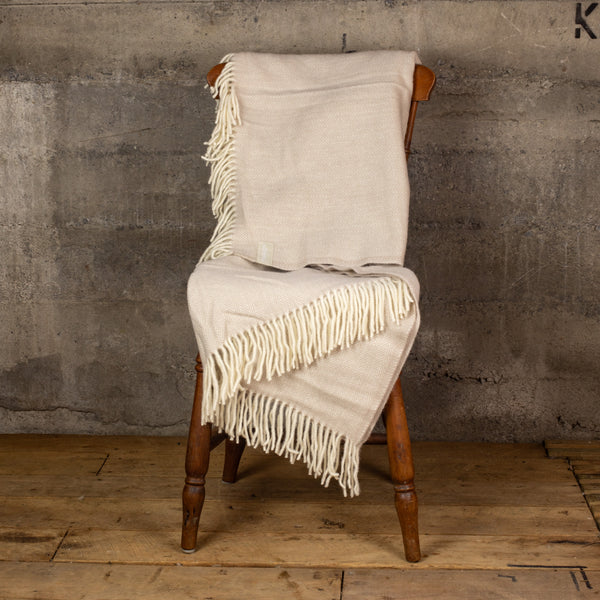 Luxury Lambs' Wool Blanket - Plain Herringbone